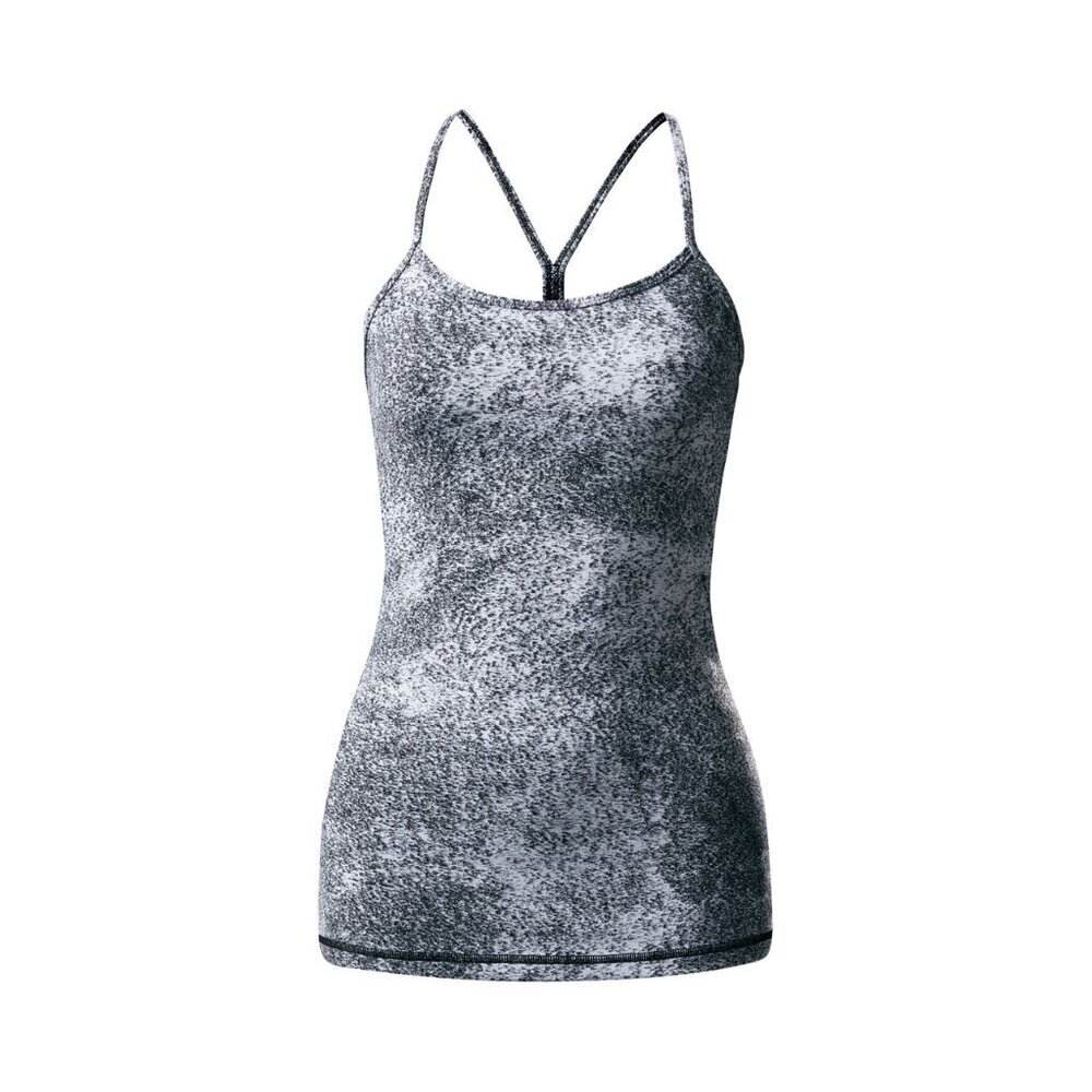 lululemon Power Y Tank in Luon Spray Jacquard White Black - sz 4